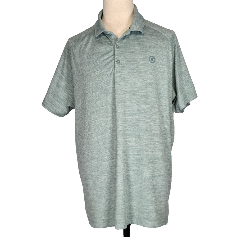 Hurley Mens Polo Shirt Heather Green Short Sleeve XXL 2XL Stretch Golf Hipster